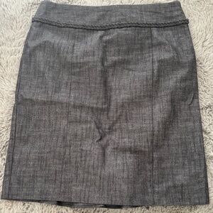 Charcoal Professional Pencil Skirt with Peplum Detailing and Braided Waist